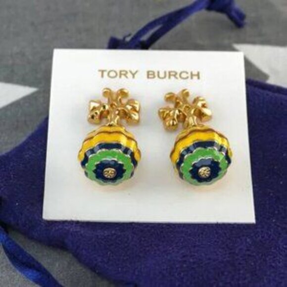 Tory Burch Roxanne Small Drop Earrings in Yellow Multi - Picture 4 of 5